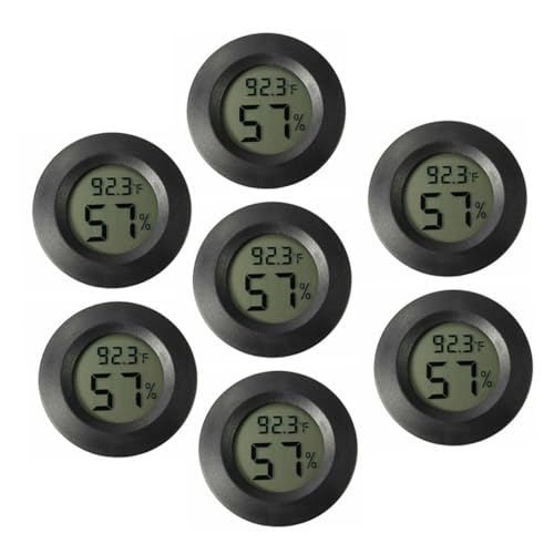 Parliky 7pcs Digital Thermohygrometer for Reptile Tank Humidity Temperature Monitor Mini Hygrometer 2-in-1 Gauge Ideal for Terrarium Greenhouse
