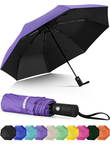 Seniny Windproof Travel Umbrella, Automatic Umbrellas for Rain, Portable & Compact for Backpack, Strong UV Umbrella for Protection, Folding Small for Car, Sun Umbrellas for Walking