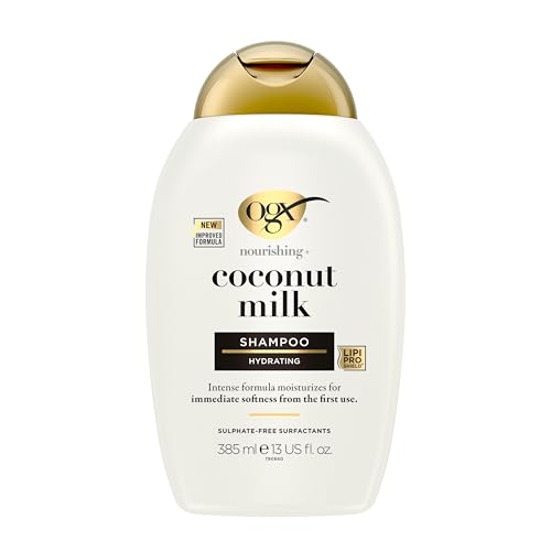 OGX Coconut Milk Nourishing Hair Shampoo, Adds Hydration, for Dry Hair, Sulfate Free Surfactants, 385ml