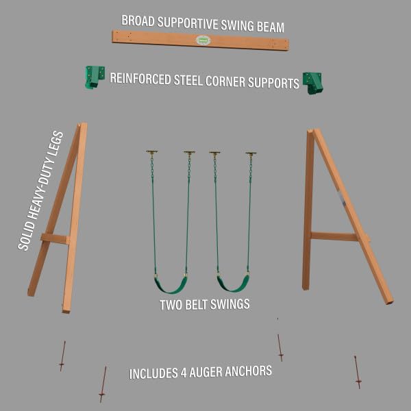 Backyard Discovery Durango Cedar Wood Swing Set Kit with Classic A-Frame, Two Belt Swings, Pinch-Free Ropes, Easy Assembly, Heavy-Duty, Lumber and Hardware Included, Outdoor Playset, Ages 3-10 - image 9