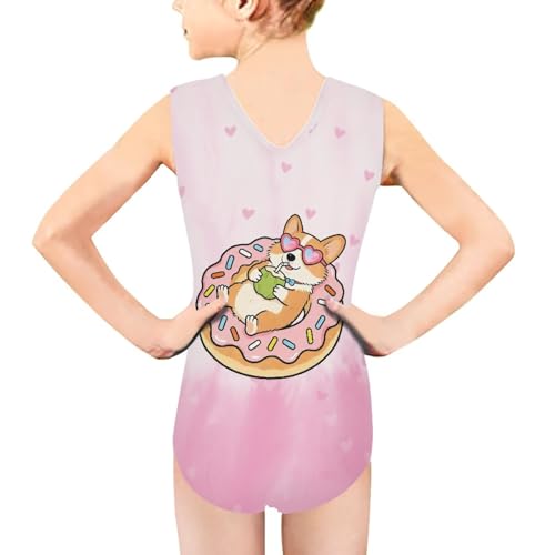 Image of Girls Cartoon Pattern One-Piece Swimsuits Sport Racer Swimwear Beach Bathing Suit, Size 5-14