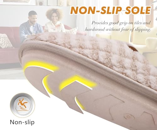 Image of COFACE Mens Cozy Memory Foam Scuff Slippers Casual Slip On Warm House Shoes Indoor /Outdoor Sandal Slippers With Arch Support Rubber Sole Size 7-15