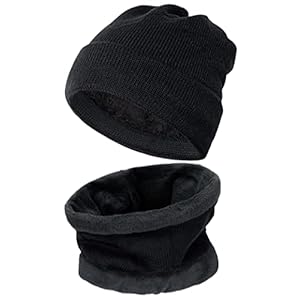 MELLIEX Wintermütze Schal Set, Acrylic Strick Warme Beanie Hat und Winterschal mit Fleecefutter für Herren Damen, One Size