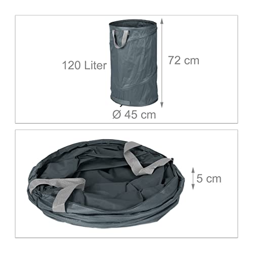 Sacos para jardín de 120L impermeables, juego de 2 bolsas de hojas pop-up con asas resistentes 4