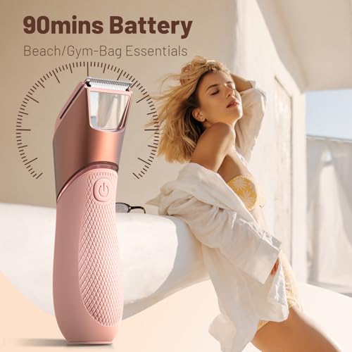bikini trimmer for women pubic hair razor with mirror amp led light electric shaver with ceramic blades amp travel lock - body groomer ipx7 waterproof use for legsarmunderarm