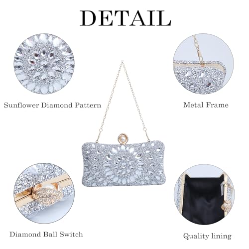 Image of Sparkly Women's Evening Clutch Purses Rhinestone Bag Luxury Handbags For Weddings Formal Prom Party