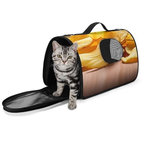 Sac de transport pour chat portable imprimé frites extérieur