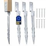 Clever Leon Ancrage Balançoire 43 cm Lot de 4 Galvanisé avec Vis Ancre Balançoire Piquet Fixation Sol pour Portique Bois Aire de Jeux Cabane Pergola Enfant Jardin