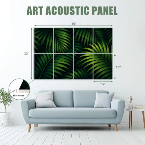 8 Pack Paneles Acústicos Decorativos con Diseño de Plantas Tropicales para Estudio y Oficina 48"x32" miniatura 2