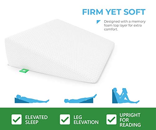 Wedge Pillow for Sleeping - 7.5 Inch Memory Foam Bed Wedge for Sleeping, Reading, Post Surgery & Leg Elevation - Triangle Pillow with Washable Cover 26x25x7.5 inch - Thumbnail 3