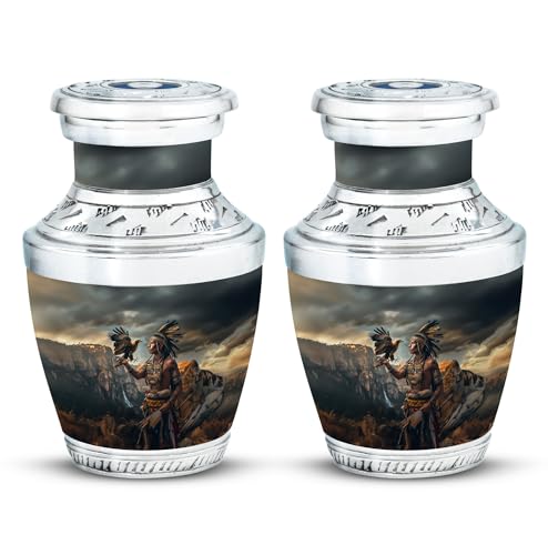 Image of Native American Urns for Human Ashes - Memorial Keepsakes - Cremation Urns for Adults - Pack of 2 (3 inch)