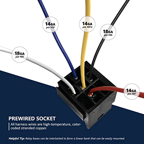 Mgi Speedware 12V Automotive Relays 40 Amp Spdt With 5-Pin Socket Harness (2-Pack) #TOP2
