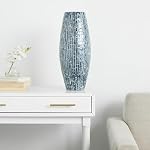Deco 79 Mother of Pearl Shell Handmade Mosaic Inspired Vase, 8" x 8" x 19", Blue - Image 3