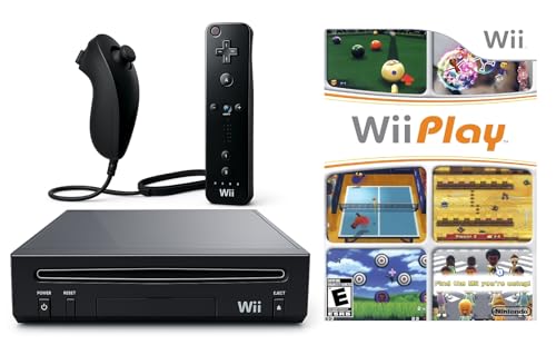 Wii Console Bundle (Black) with Wii Play Game (1 Player) -Smart TV Ready (Renewed)