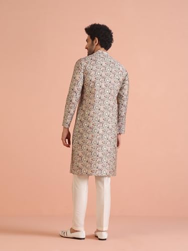 Image of KISAH Men's Cotton Blend Printed Kurta | Festive Navratri Ethnic Wear | Regular Fit