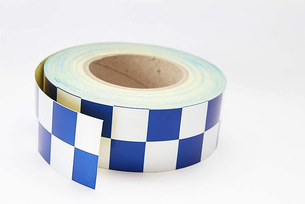 Reflective Radium Checkered Roll Warning Tape for Roadway Safety & Floor Marking (White/Blue, 2 inch x 40 ft.) Pack of 1 (B092R7WZWG) Amazon Price History, Amazon Price Tracker