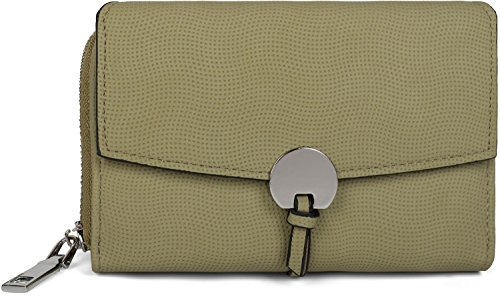 Preisvergleich Produktbild styleBREAKER weiche Geldbörse mit Lochstruktur, Druckknopf Verschluss und separatem Reißverschluss, Portemonnaie, Damen 02040099, Farbe:Oliv