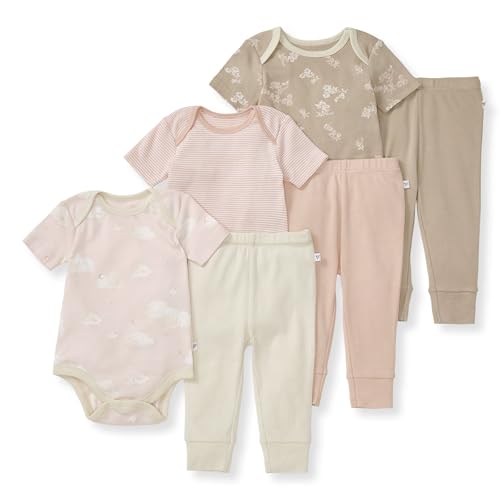 Image of Burt Bees - 6Pk Baby Girl Organic Cotton Bodysuit & Pant Set, Ranunculus