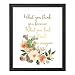 Eleville 8X10 What you think you become Real Gold Foil and Floral Watercolor Art Print (Unframed) Buddha Quote Wall Art Home Decor Motivational Inspirational Poster Holiday Gifts WG117