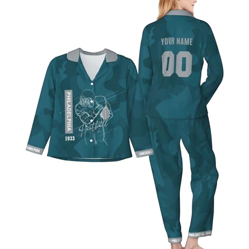 Women'S Pajama Suit Custom Long Sleeve Nightwear Set Personalized Name Number Fan Gifts for Mum Wife Women Men
