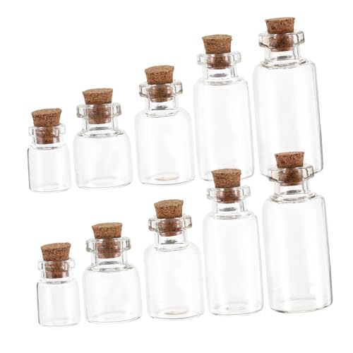 Cabilock Mini Glass Bottles 50 Pcs Cork Stopper for Diy Crafts Sample Bottles Laboratory Use