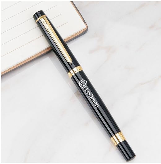 LoQman Luxury Metal Ballpoint Pen Set, Black Executive Writing Instrument with Presentation Box, Business Gift with Refill
