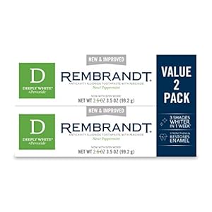 Rembrandt Deeply White + Peroxide Whitening Toothpaste, Peppermint Flavor, 3.5 Oz (12 Pack)