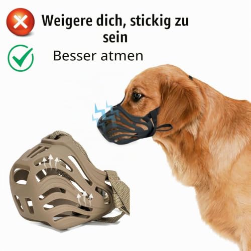 Diketone Maulkorb für Hunde,Für Kleine, Mittlere und Große Hunde,Material Silikon,Verhindert Das Beißen, Kauen Und Bellen (Kaffee, XXL)