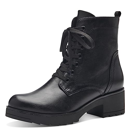 MARCO TOZZI Damen Stiefeletten zum Schnüren mit Blockabsatz mit Reißverschluss, Schwarz (Black), 39 EU MARCO TOZZI Damen Stiefeletten zum Schnüren mit Blockabsatz mit Reißverschluss, Schwarz (Black), 39 EU