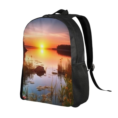 Mochila para senderismo unisex con paisaje al atardecer impermeable miniatura 2