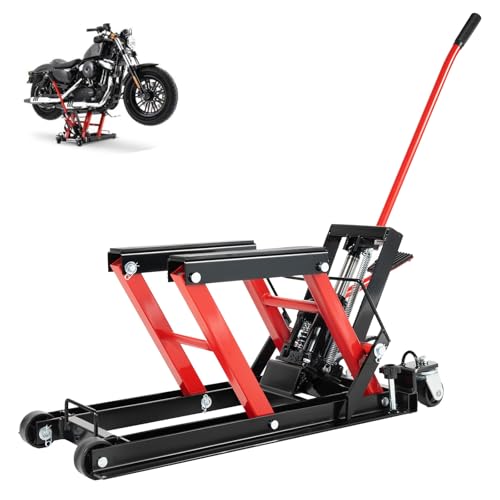 Alta capacità di carico: i tubi di ferro di alta qualità gli conferiscono una buona capacità di carico di 680 kg e possono sollevare stabilmente motociclette di diverse classi di peso.