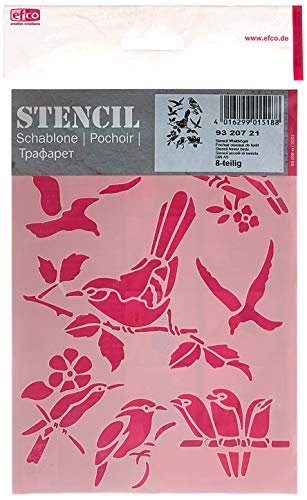 Efco 9320721 Stencil Forest Birds / 8 Designs DIN A 5, 21 x 15 x 1 cm