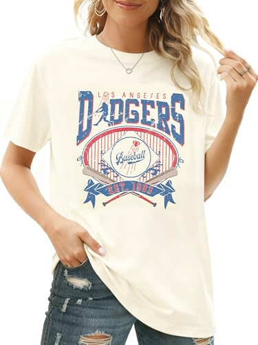 BEBNKGK Baseball Shirts for Women Game Day Sports Fan Tshirts Baseball Mama Oversized Printed Tees Short Sleeve Top(Apricot XL)
