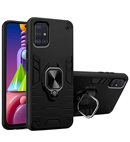 Image of Pikkme D5 Tough Armor Bumper Back Cover Case for Samsung Galaxy A51 |Ring Holder & Kickstand in-Built (Black)