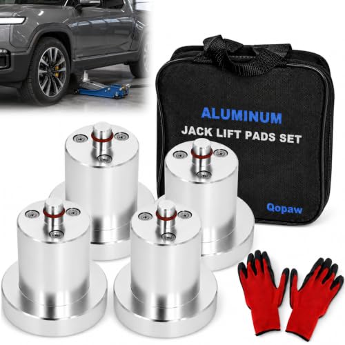 Jack-Puck Compatible with Rivian R1T/R1S Aluminum Lift Adapter Set Heavy Duty Jack-Puck Magnetic Adapter 4pcs Floor Jack Lift Point with Storage Case
