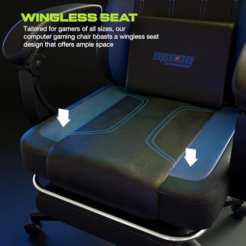 Image of DROGO Phantom Ergonomic Gaming Chair with Premium PU Leather Fabric, Linkage Armrest, Adjustable Neck & Lumbar Pillow | Computer Chair for Study | Home & Office Chair with Recline (Black /Blue)