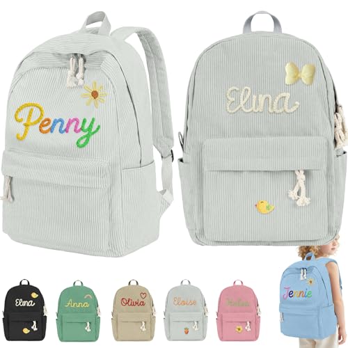 Akmxem Sac Personnalisable Enfant, Sac a Dos Personnalisé Enfant Prenom, Velours Côtelé Sac à Dos Bébé Crèche Maternelle Fille Garcon