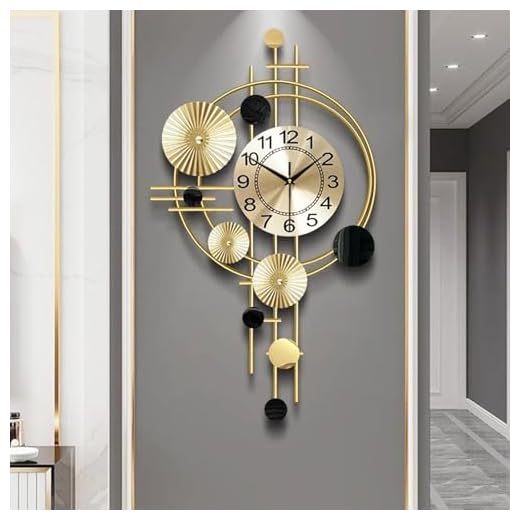 Large Wall Clocks for Living Room,Silent Non Ticking,Battery Operated Oversized Round Modern Wall Clock for Bedroom,Farmhouse,Office Wall Decor-17.8x30.7Inch(Golden)