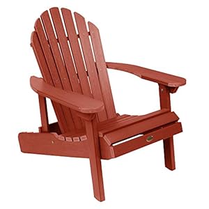 highwood Hamilton Made in the USA Folding and Reclining Adirondack Chair, Adult Size, Rustic Red
