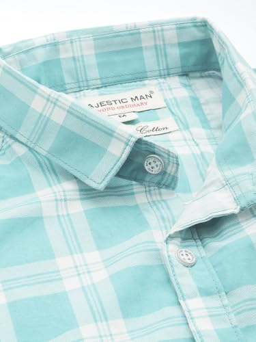 Image of Majestic Man Slim Fit Pure Cotton Checked Half Sleeve Casual Shirt