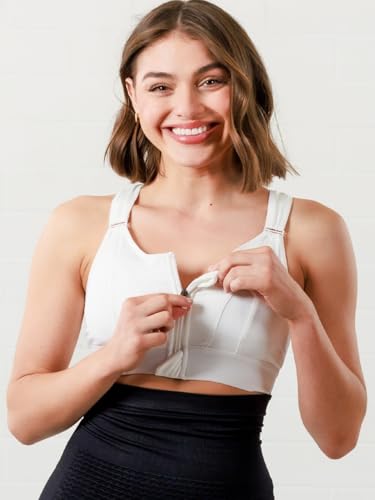 Image of Women Polyester Spandex High Impact Front Zip Sports Bra Fitness Criss Cross Back Crop Tops Tank Gym Yoga Workout, Size: M-5XL