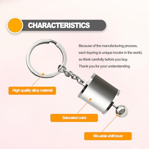 Image of Creative Auto Part Model Gear Box Shifter Keychain, 6 Speed Gear Box Shifter Keychain Key chain Ring, Mini Car Gear Shift Stick Knob Keyring, Car Key Fob Keychain Accessories(silver)