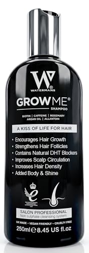 Grow Me® šampon za rast kose za prorijeđenu kosu pomaže smanjiti lomljenje kose i podržava punu kosu s biotinom, kofeinom i ružmarinom - Šampon bez sulfata za žene i muškarce, 250 ml