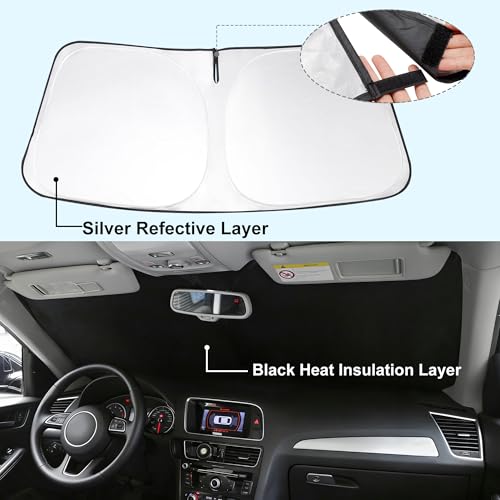 Image of Windshield Sun Shade for Ford Transit 2015-2024 2025 2026 | Foldable, Full covered for windshield, Block UV Rays, Heat Reduction, Easy to install, Keeps Car Cooler