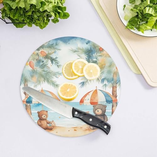 Bloc à découper rond en verre pour cuisine et planche de présentation - 5