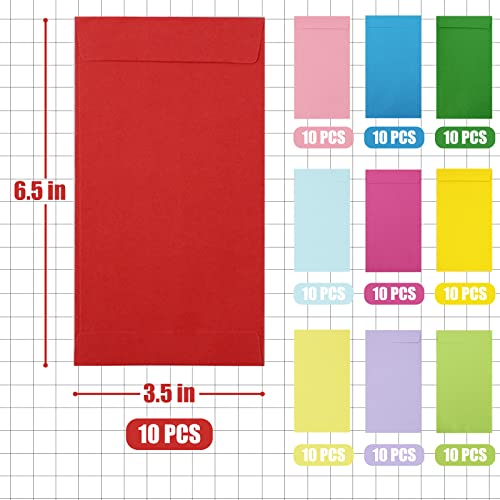 100 Pack Colorful Coin Envelopes, 3.5’’ X 6.5’’ Self-Adhesive Seed Envelopes, Large Money Envelope For Seed, Cash, Budgeting, Coin, Check, Tickets, Small Items, Jewelry, Collections. #TOP1