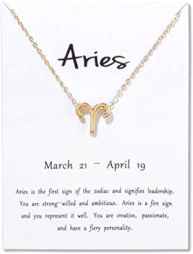 Preisvergleich Produktbild CKAWM Halskette Fische Wassermann Widder Stier Leo Steinbock Halsreif Halskette Geburtstagsgeschenke 12 Sternbild Anhänger Halskette Mit Weißer Karte