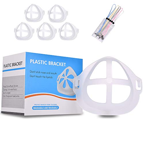 3D Face Nose Mouth Bracket for Comfortable Wearing,Silicone Inner Support Frame for More Breathing Space and Makeup Lipstick Protection Adults, Reusable and Washable[5Pcs]