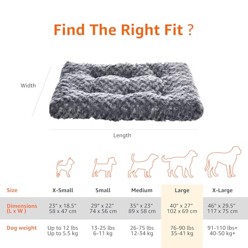 Image of Amazon Basics Washable Cat and Dog Bed, Cozy Crate Pad for Large Dogs, Indoor, 40 x 27 x 3.5 inches, Gray