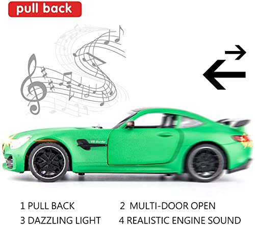 Image of 1 /24 Benz AMG GTR Toy Cars Model Car, Zinc Alloy Pull Back Toy car with Sound and Light for Kids Boy Girl Gift(Green)